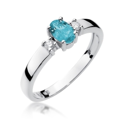 Pierścionek zaręczynowy z białego złota z topazem i diamentami 0,08ct Fire Of Love BW-264-topaz-b