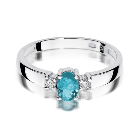 Przejdź do produktu Pierścionek zaręczynowy z białego złota z topazem i diamentami 0,08ct Fire Of Love