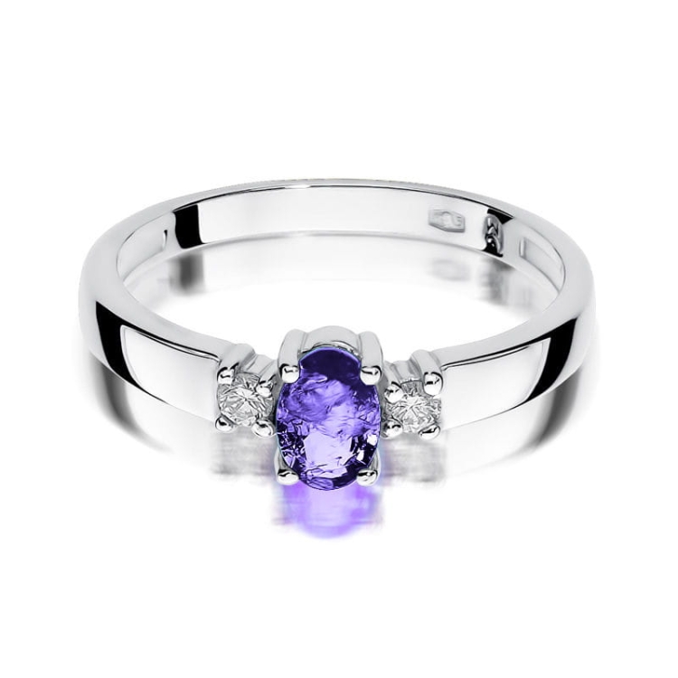 Pierścionek zaręczynowy z białego złota z tanzanitem i diamentami 0,08ct Fire Of Love BW-264-tanzanit-b