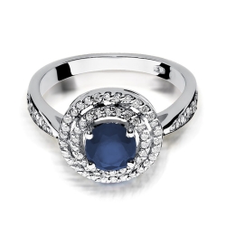 Pierścionek zaręczynowy z białego złota z szafirem i diamentami 0,38ct Fire Of Love BW-274-szafir-b