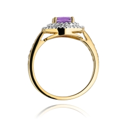 Pierścionek zaręczynowy z żółtego złota z ametystem i diamentami 0,38ct Fire Of Love BW-274-ametyst