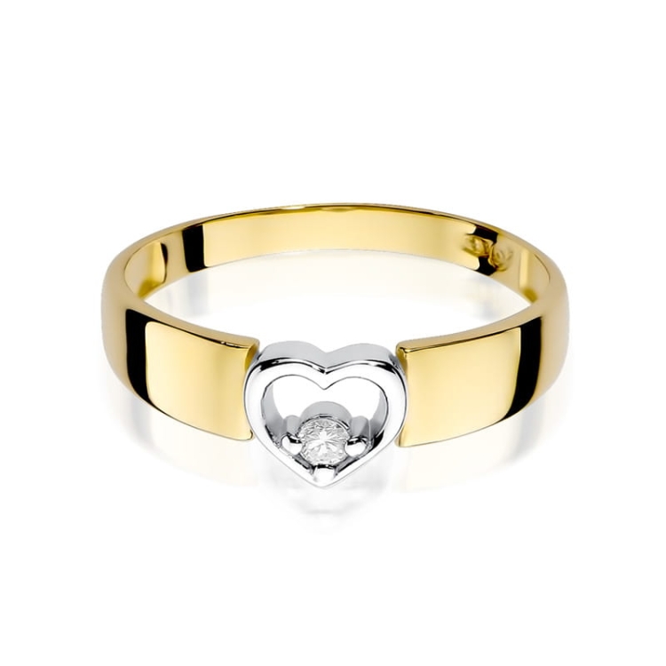 Pierścionek zaręczynowy z żółtego złota z diamentem 0,04ct Fire Of Love BW-276