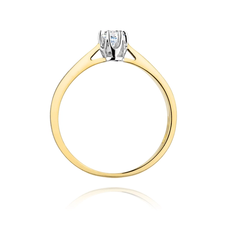 Pierścionek zaręczynowy z żółtego złota z diamentem 0,12ct Fire Of Love BW-295