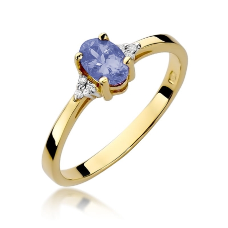 Przejdź do produktu Pierścionek zaręczynowy z żółtego złota z tanzanitem i diamentami 0,05ct Fire Of Love