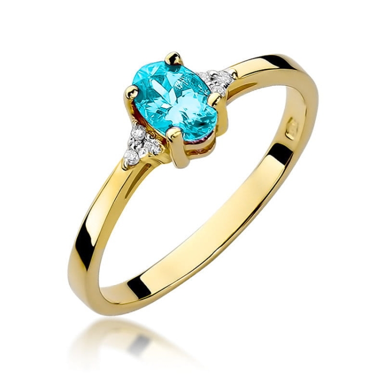 Pierścionek zaręczynowy z żółtego złota z topazem i diamentami 0,05ct Fire Of Love BW-301-topaz