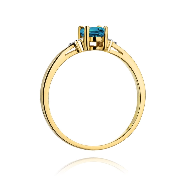 Pierścionek zaręczynowy z żółtego złota z topazem i diamentami 0,05ct Fire Of Love BW-301-topaz