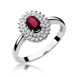 Pierścionek zaręczynowy z białego złota z rubinem i diamentami 0,19ct Fire Of Love BW-303-rubin-b