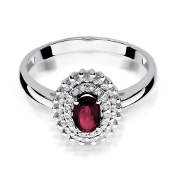 Pierścionek zaręczynowy z białego złota z rubinem i diamentami 0,19ct Fire Of Love BW-303-rubin-b