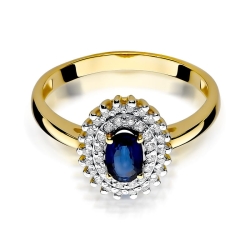 Pierścionek zaręczynowy z żółtego złota z szafirem i diamentami 0,19ct Fire Of Love  BW-303-szafir