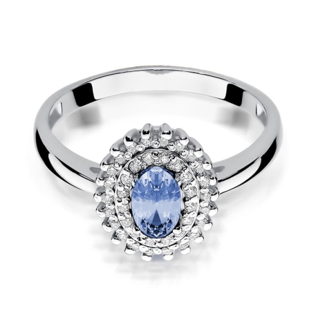 Przejdź do produktu Pierścionek zaręczynowy z białego złota z tanzanitem i diamentami 0,19ct Fire Of Love