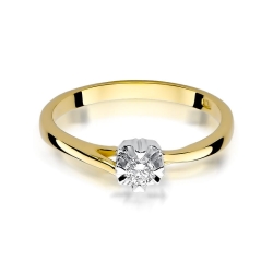 Pierścionek zaręczynowy z żółtego złota z diamentem 0,10ct Fire Of Love BW-318