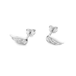 Kolczyki z białego złota 585 z diamentami 0,10ct skrzydła The Diamonds BCK-02-b