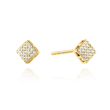 Przejdź do produktu Kolczyki z żółtego złota 585 z diamentami 0,16ct kwadrat The Diamonds 