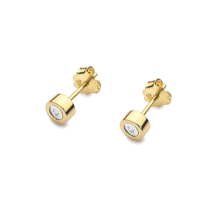 Kolczyki z żółtego złota 585 z diamentami 0,03ct The Diamonds BCK-17