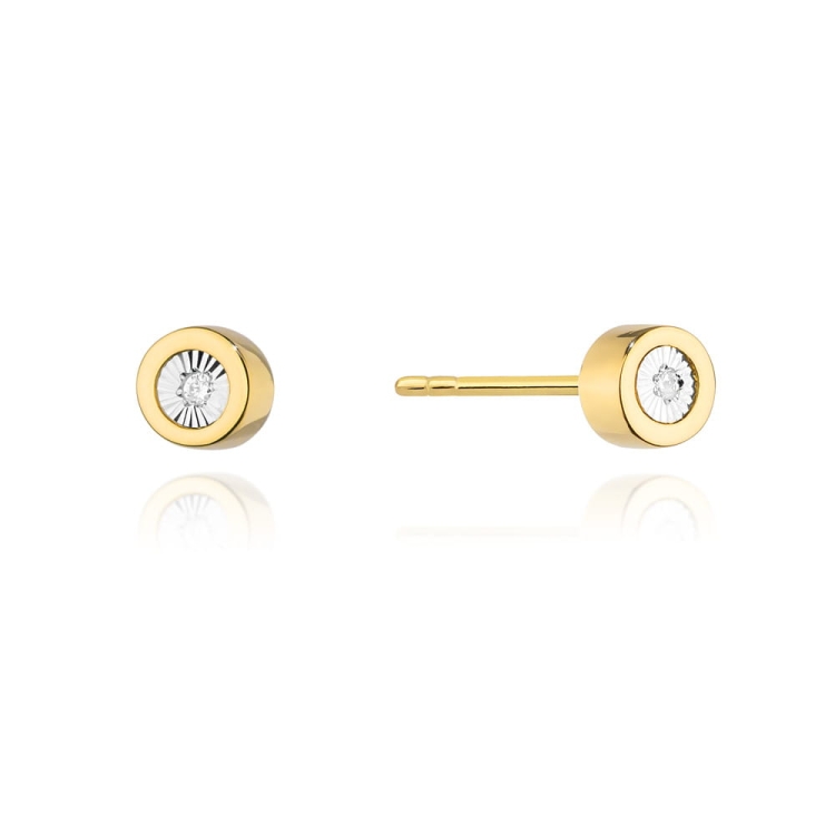 Kolczyki z żółtego złota 585 z diamentami 0,03ct The Diamonds BCK-17