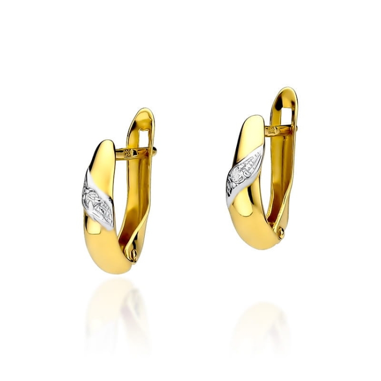 Kolczyki z żółtego złota 585 z diamentami 0,04ct The Diamonds BKO-12