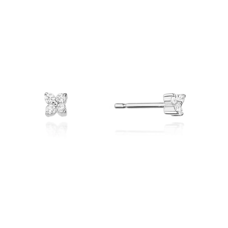Kolczyki z białego złota 585 z diamentami 0,09ct The Diamonds BKO-24-b