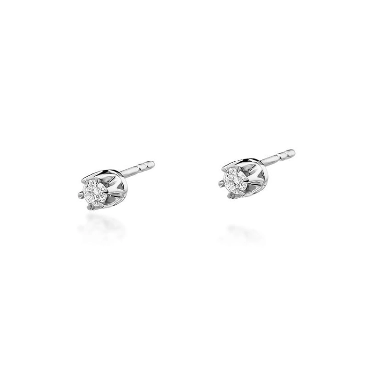 Kolczyki z białego złota 585 z diamentami 0,16ct The Diamonds BKO-32-b