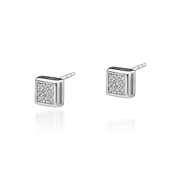 Kolczyki z białego złota 585 z diamentami 0,09ct The Diamonds BKO-36-b