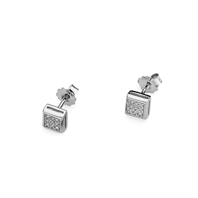 Kolczyki z białego złota 585 z diamentami 0,09ct The Diamonds BKO-36-b