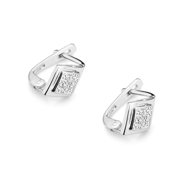 Kolczyki z białego złota 585 z diamentami 0,08ct The Diamonds BKO-52-b