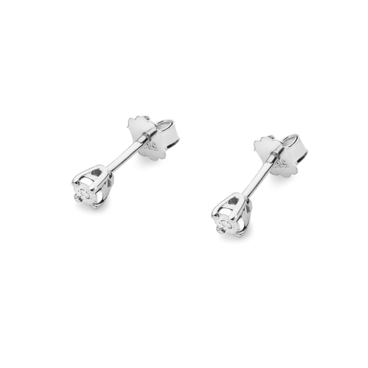 Kolczyki z białego złota 585 z diamentami 0,02ct The Diamonds  BKO-58-0,02ct-b