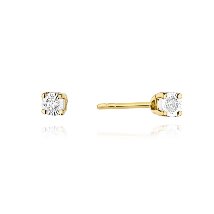 Kolczyki z żółtego złota 585 z diamentami 0,06ct The Diamonds BKO-58-0,06ct