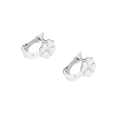 Przejdź do produktu Kolczyki z białego złota 585 z diamentami 0,06ct kwiatek The Diamonds