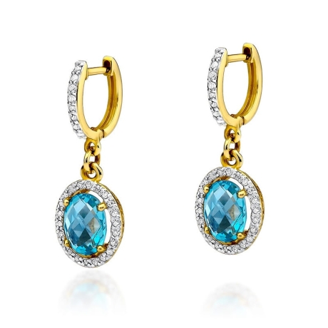 Przejdź do produktu Kolczyki z żółtego złota 585 z topazem i diamentami 0,36ct The Diamonds