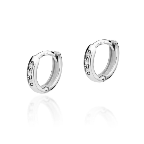 Przejdź do produktu Kolczyki z białego złota 585 z diamentami 0,08ct kółka The Diamonds