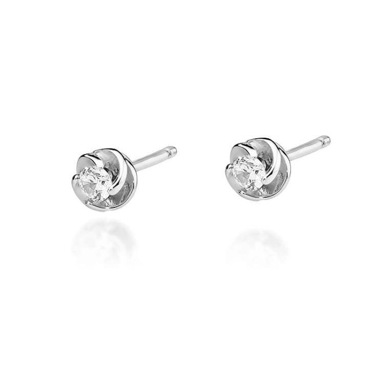 Kolczyki z białego złota 585 z diamentami 0,16ct The Diamonds BKO-329-0,16ct-b