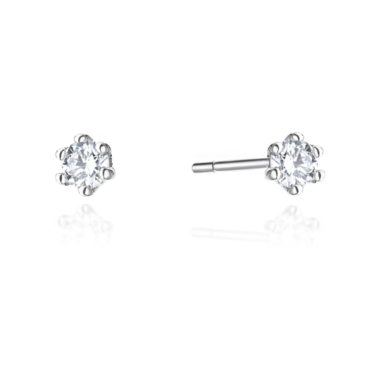 Kolczyki z białego złota 585 z diamentami 0,08ct The Diamonds  BKO-501-b