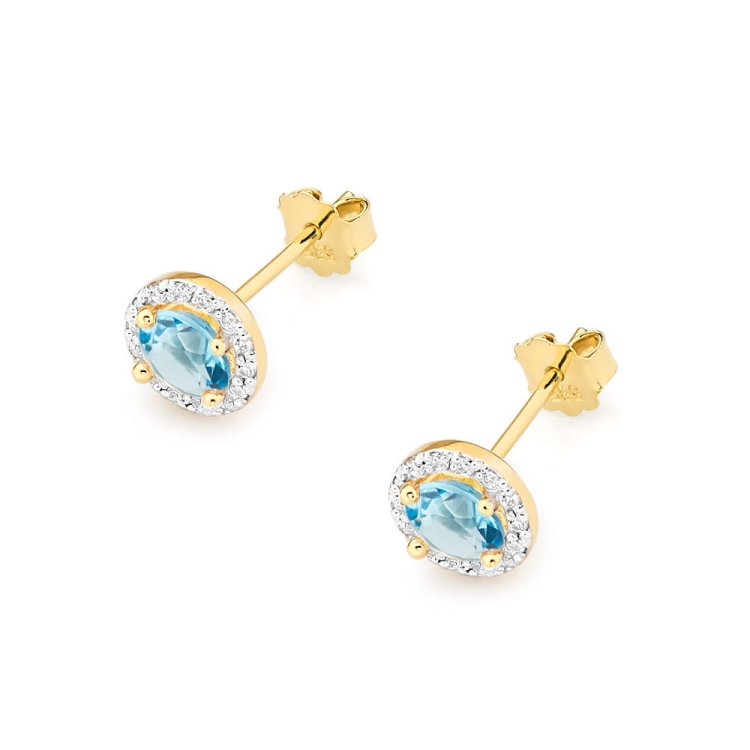 Kolczyki z żółtego złota 585 z topazem i diamentami 0,24ct The Diamonds BKO-509-topaz