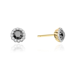 Kolczyki z żółtego złota 585 z czarnymi i białymi diamentami 0,20ct The Diamonds BKO-510