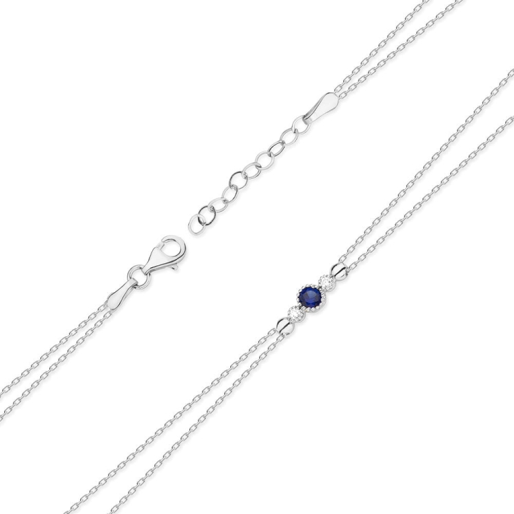 Bransoletka z białego złota 585 z szafirem i diamentami 0,029ct The Diamonds BR-005-szafir-b