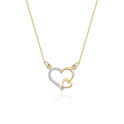 Naszyjnik z żółtego złota z diamentami 0,03ct serce The Diamonds BC-03