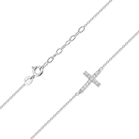 Przejdź do produktu Naszyjnik z białego złota z diamentami 0,06ct krzyżyk The Diamonds