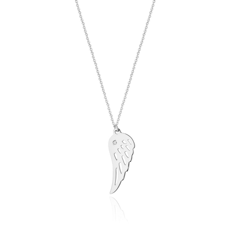 Naszyjnik z białego złota z diamentami 0,005ct skrzydło The Diamonds BC-12-b