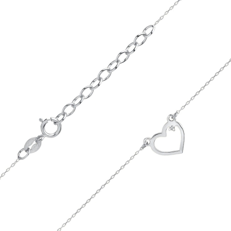 Przejdź do produktu Naszyjnik z białego złota z diamentem 0,005ct serce The Diamonds