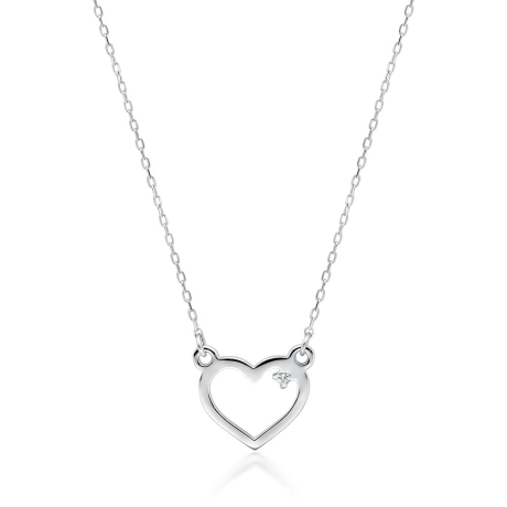 Przejdź do produktu Naszyjnik z białego złota z diamentem 0,005ct serce The Diamonds