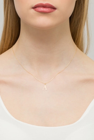 Przejdź do produktu Naszyjnik z żółtego złota z diamentem 0,005ct mała literka A The Diamonds 