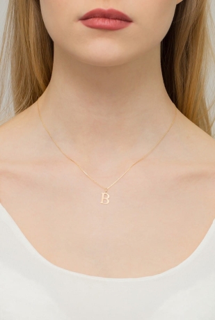 Przejdź do produktu Naszyjnik z żółtego złota z diamentem 0,005ct mała literka B The Diamonds 