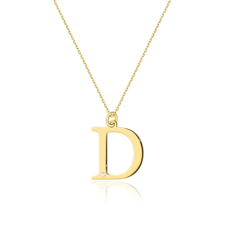 Przejdź do produktu Naszyjnik z żółtego złota z diamentem 0,005ct mała literka D The Diamonds