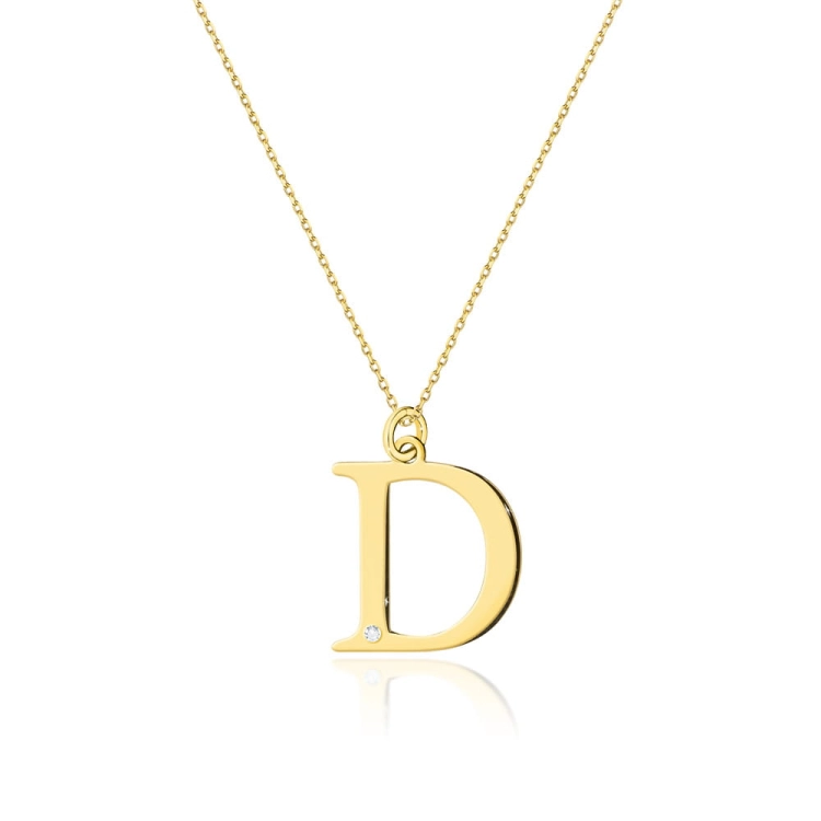 Naszyjnik z żółtego złota z diamentem 0,005ct mała literka D The Diamonds BC-69-mała-D