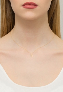 Naszyjnik z żółtego złota z diamentem 0,005ct mała literka E The Diamonds BC-69-E
