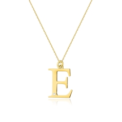 Naszyjnik z żółtego złota z diamentem 0,005ct mała literka E The Diamonds BC-69-E
