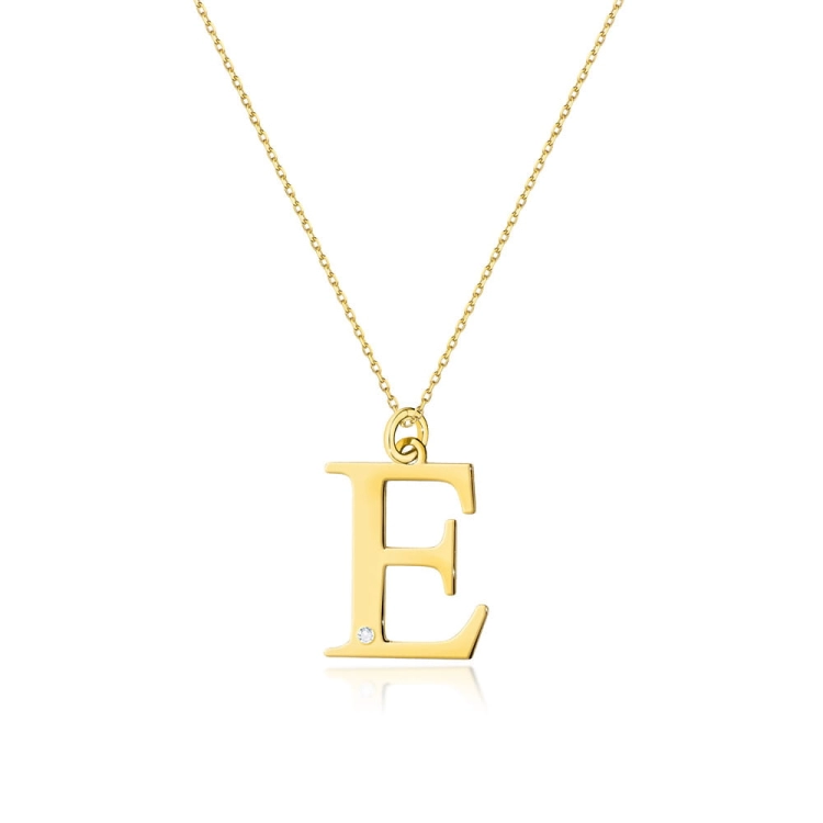 Naszyjnik z żółtego złota z diamentem 0,005ct mała literka E The Diamonds BC-69-E