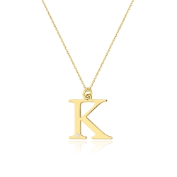 Naszyjnik z żółtego złota z diamentem 0,005ct mała literka K The Diamonds BC-69-mała-K