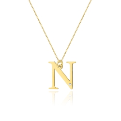 Naszyjnik z żółtego złota z diamentem 0,005ct mała literka N The Diamonds BC-69-mała-N