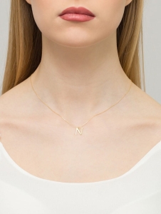Naszyjnik z żółtego złota z diamentem 0,005ct mała literka N The Diamonds BC-69-mała-N